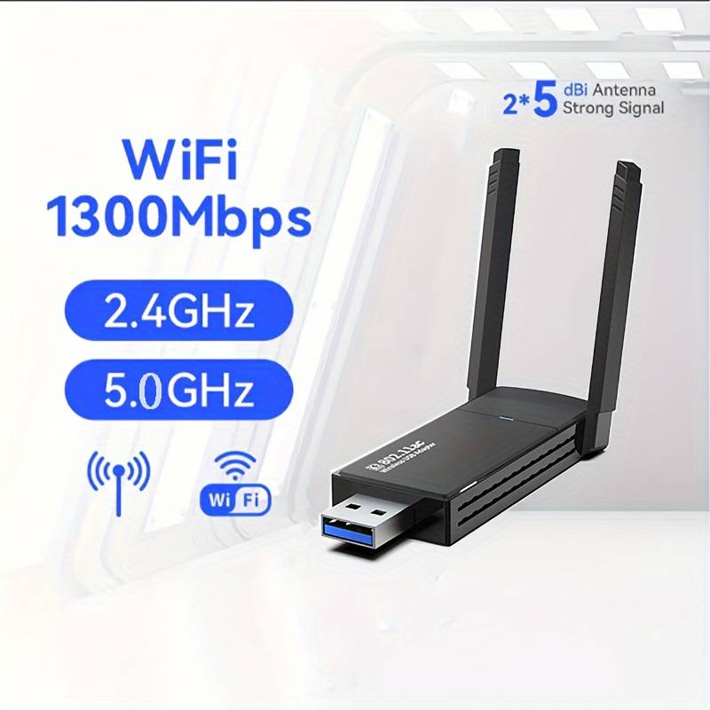 TEMU Wireless Usb 1300mbps Network Adapter Desktop Wireless Adapter Pc Wifi Adapter Built-in High- Dual-band Antenna 5g/2.4g Desktop Wireless Adapter, Product With Driver, Suitable For /11/8.1/7