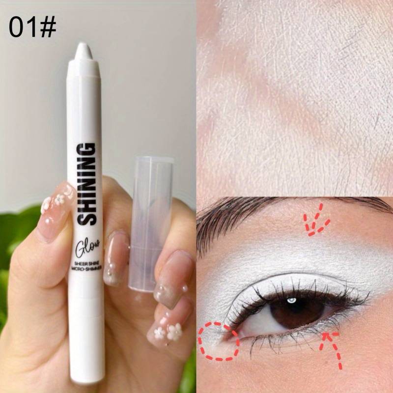 1pc Pecolovers Pearlescent White Eyeshadow Stick & Eye Highlighter - Shimmering Suitable For , Highlighter Stick For Instant Glow, Eyeshadow Palette Compatible For , Hygienic Applicator