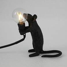 Retro Rotte Bordlampe Mus Skrivebordslys Natbord Harpiks Mus Lampe Varmt Rum Dekoration E12 Fatning