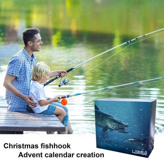 Fiskedrag Adventskalender 2024 Fiske Julnedräkningskalender 24 dagar Fiskedrag Julklappar till sportfiskare Män Pojkar cm