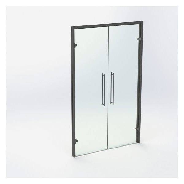 Dobbelt Glasdør - Mat Sort - M13: 1290 x 2090 mm - (2 aktiv).