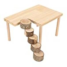 Hamster Träplattform, 2 lager liten hamster Stand lekplats plattform med stege, Hamster klättring leksak bur tillbehör för ekorre Gerbil Chinchilla papegoja fågel små djur