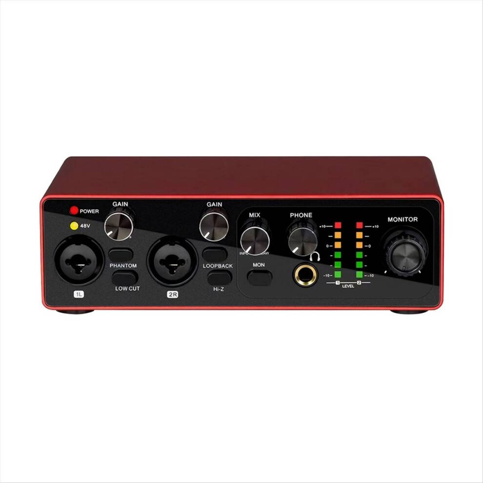 MB22 Professionelt Lydkort USB Audio Interface Phantom Strømforsyning