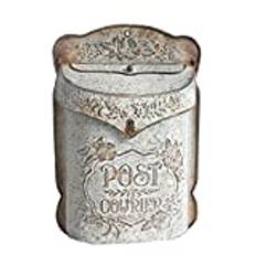 Helt elegant vintage brevlåda postlåda brevlåda väggmontering brevlådor för utomhus metall brevlåda retro antik stil berlock heminredning blomma mönster grå..