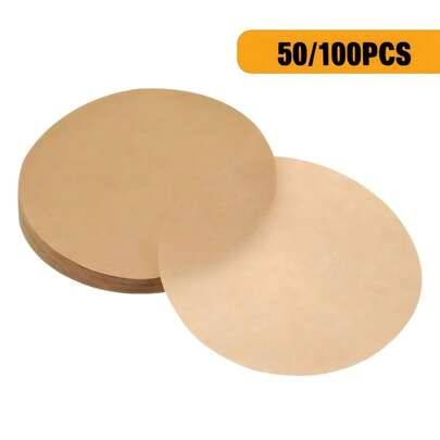 50/100 st runda bakplåtspapper (6''/8''/9''), non-stick förklippta bakplåtsfoder för kakform, för bakning, grillning, airfryer och mikrovågsugn, bakve (6 tum,8 Inch,9 tum)