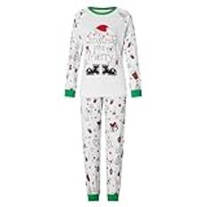 FGUUTYM 2024 Pyjamas jul familj tryckt jul nattkläder outfit hemmadräkt matchande jul pyjamas par set nattkläder familj outfit pyjamas tvådelat set pyjamas familj, Vit, XL