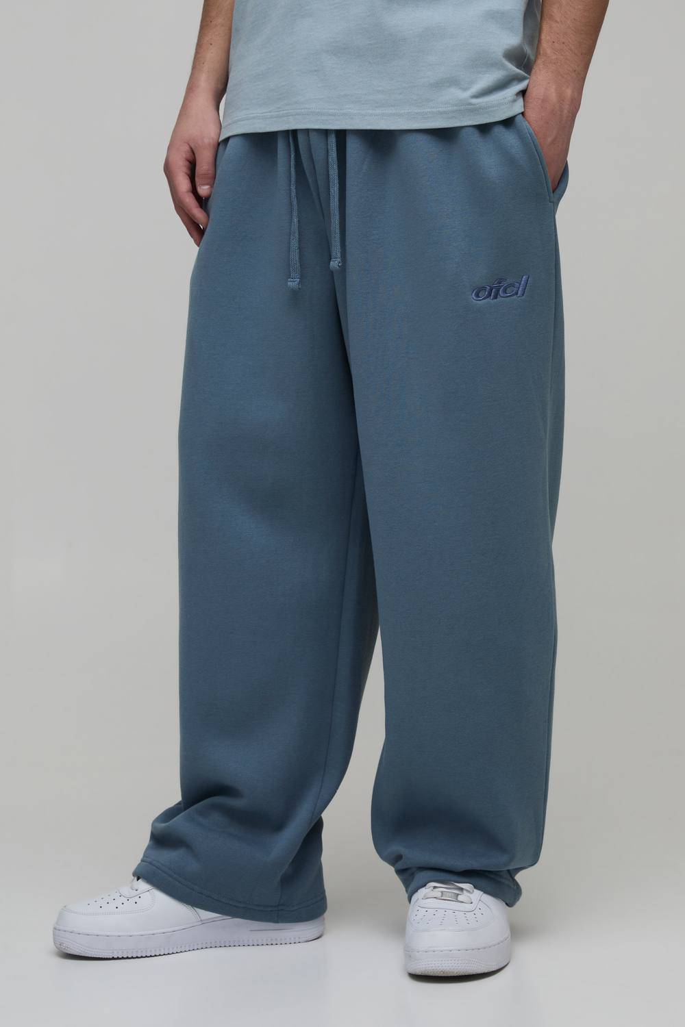 Balloon Fit Embroidered Washed Jogger | Slate | Size XL