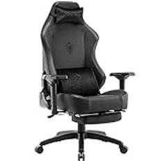 Dowinx Gamingstol, kontorsstol med 4D-armstöd, Game Chair PU läder med mocka nackstöd och ländryggsstöd, ergonomisk datorstol med fotstöd 400 kg, svart