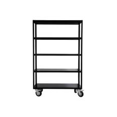 Shelving unit w. 4 wheels, Trolley, Matte black