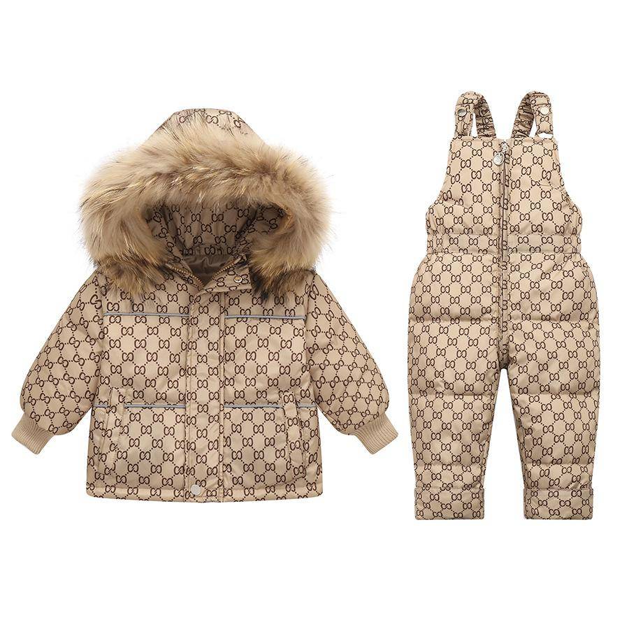 Barn Dunjacka Set Vinter Flicka Ankdun Jacka Overaller Barn Varm Pojke Rock Jumpsuit 100cm