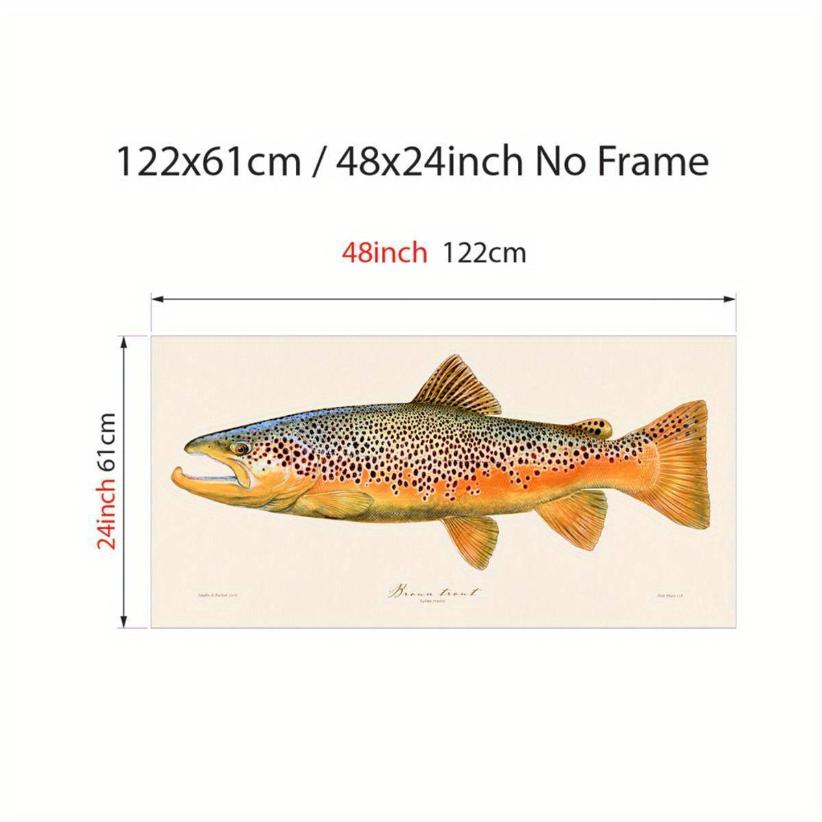 2d Flat, 2d Flat, 1pc Unframed Canvas Art Featuring Salmon - A Vibrant Pattern Of Brown And Orange , Perfect For Vintage Modern Wall Decor In Living Rooms Or Bedrooms, Home Office Artwork, Nature