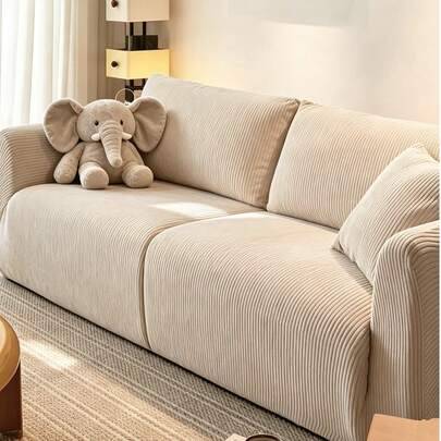 1 st sofföverdrag i jacquardfleece, enfärgat soffskydd, husdjursvänlig renovering av gammal soffa, högtidsdekoration, för alla säsonger, elastiskt och - Beige (Singel Set,2 Sits,3 Sits,4 Sits)