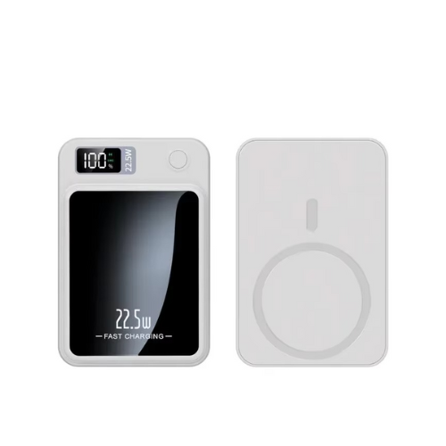 Magsafe Powerbank 22,5W Qi-laddare med LED-display 10.000 Mah - Vit
