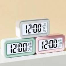 1 st. Enkel Digital Alarmklocka Med LCD-display , Snooze Bakgrundsbelysning , Temperatur Och Datum Display , Tyst Bordklocka ( Batteri Ingår ej ) , He - Multifärgad (blå,rosa,grön,Vit,Rosa piggy stil)