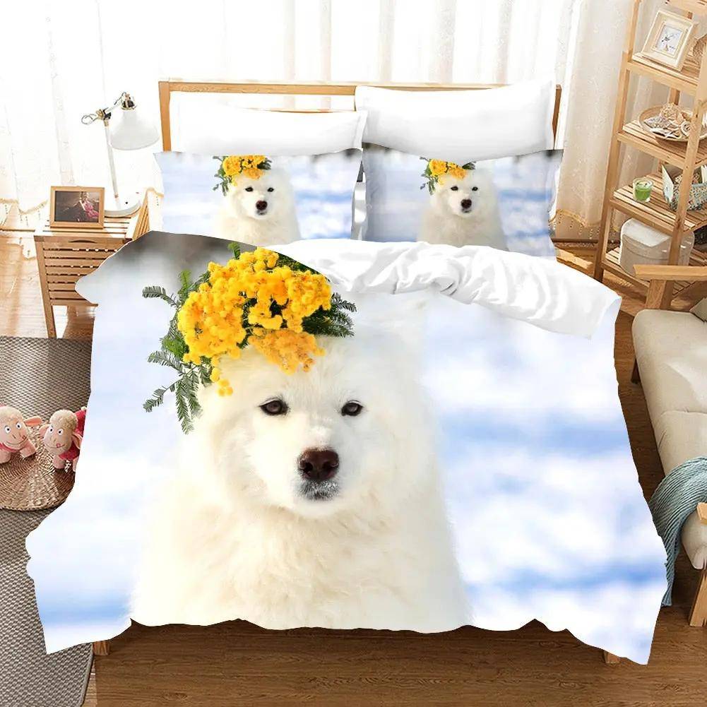 Påslakan med Samojedhund i snölandskap, 70 x 133 cm