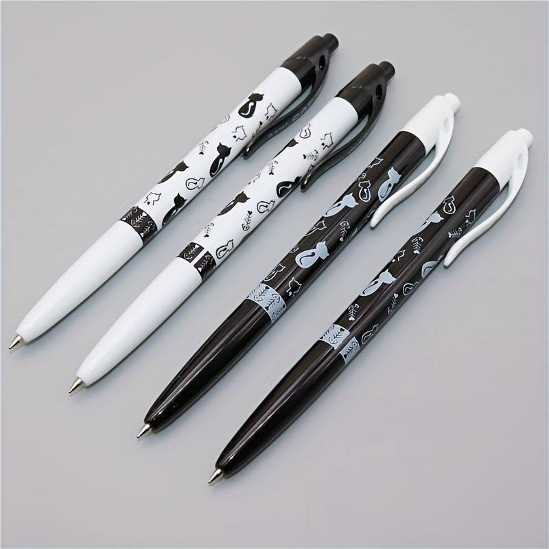 4pcs Durable Cat Pattern Ballpoint Pen 2-color Stationery Ballpoint Pen 0.5mm Blue Ink School Office Supplies Gift Stationery