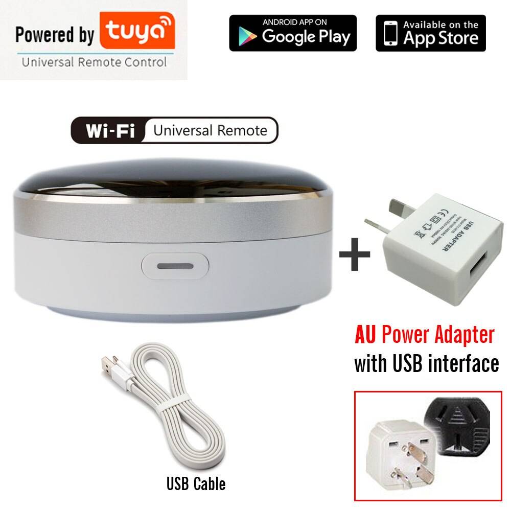 Smart life hemautomation universell fjärrkontroll wifi + ir-kontroll luftkonditionering tv-arbete med google assistent alexa siri - Plus au-adapter
