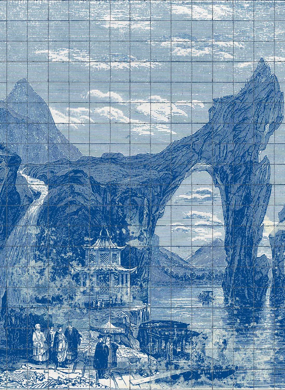 Coordonne Mural Illustration Tiles - Indigo - blue