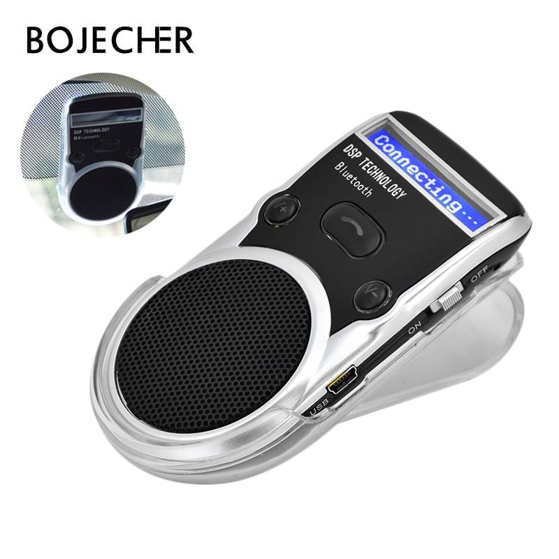 Aux bluetooth bilsats handsfree trådlös brusreducerande bluetooth mottagare bil högtalartelefon bilsats flerpunktsklämma solskydd