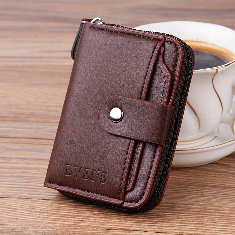 TEMU High-end Men's Credit Card Holder Bag Document Organizer With Removable Card Slots Pu Card Case Coin Purse Zip Pouch Men's Small Bag Bank Card Case Name Card Holder