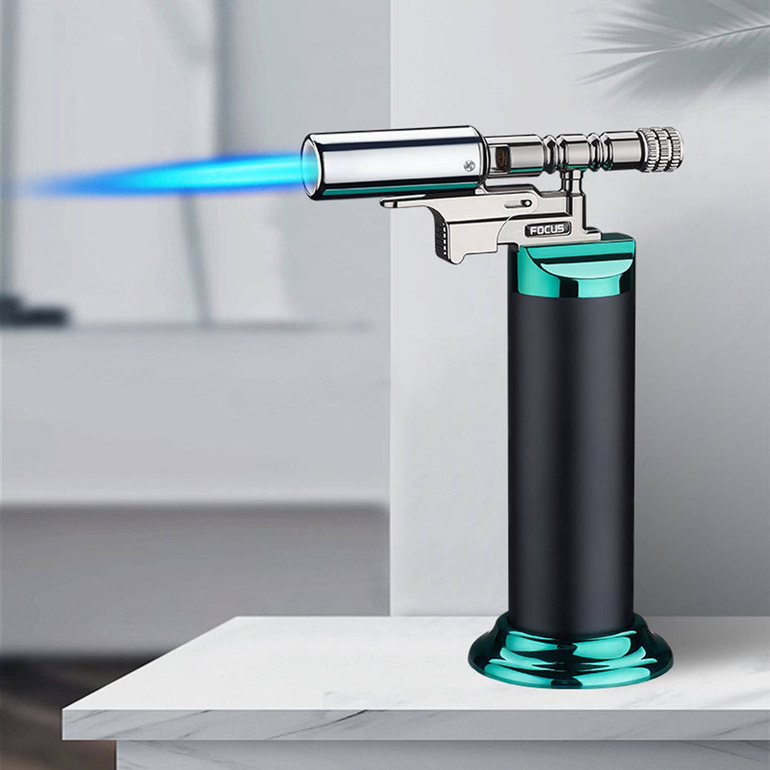 TEMU Metal Lighter, Exquisite Handheld Base Polished Windproof Refillable Butane Flame Lighter And Abs Plastic, Made Of Alloy, Easier To Use Candles Experience (not Included Butane)