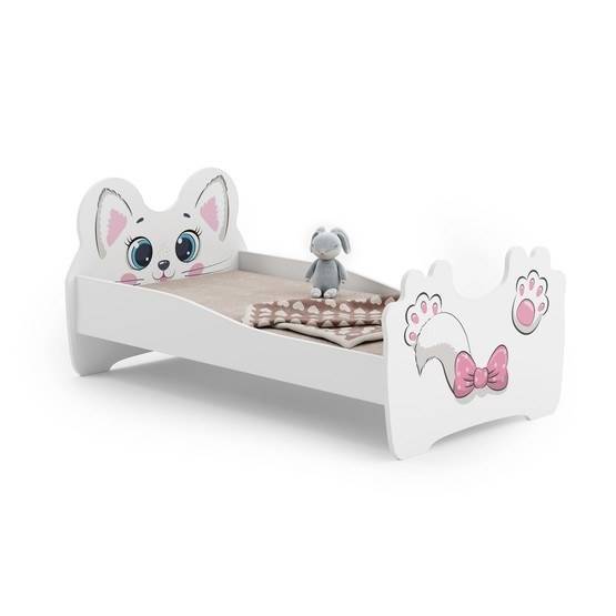 KOBI Barnsäng - Rosa Katt Med Madrass 160 x 80 Cm