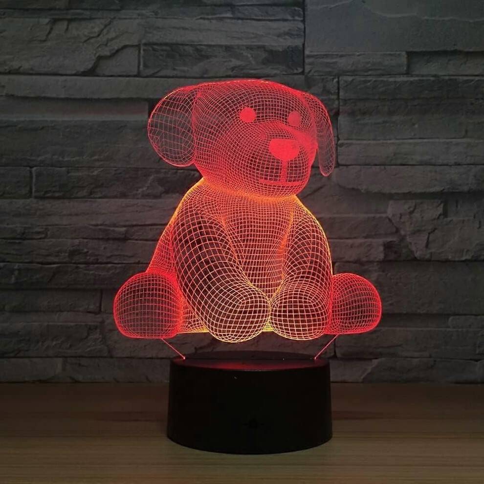 Härligt Led Nattljus Söt Björnhundslampa för Baby Barn Sovrum Leksak Lek Dekoration 3D Toy Lights Nej