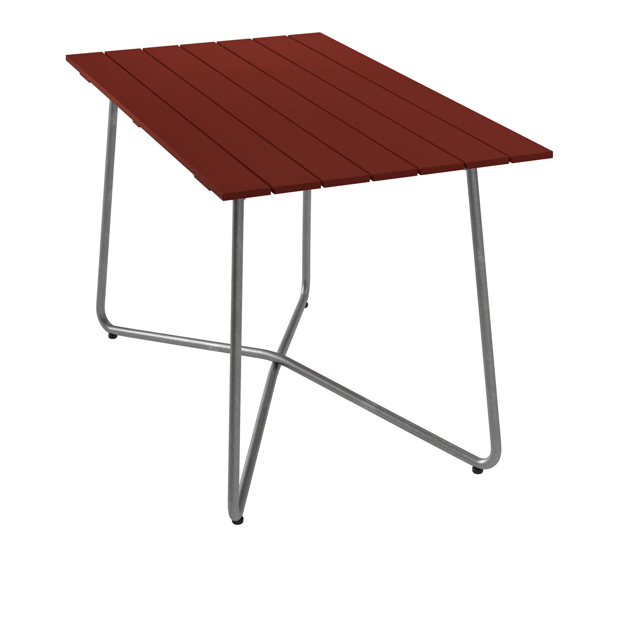 Grythyttan Stålmöbler - Bord B25A 120 cm Mörkröd ek / Varmförzinkat stativ - Udendørs spiseborde - Træ farvet - Metal/Træ