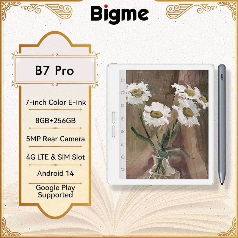 Bigme B7 PRO Ebook Reader, 7'' E-Ink Electronic Book, 300PPI, 36-Level Front Light Eye-Comfort, 8+256GB, Android 14 OS Ereader