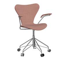 Fritz Hansen - 3217 Sjuan - Helklädd, Tyg, Canvas 614 - Skrivebordsstole - Arne Jacobsen - Lyserød