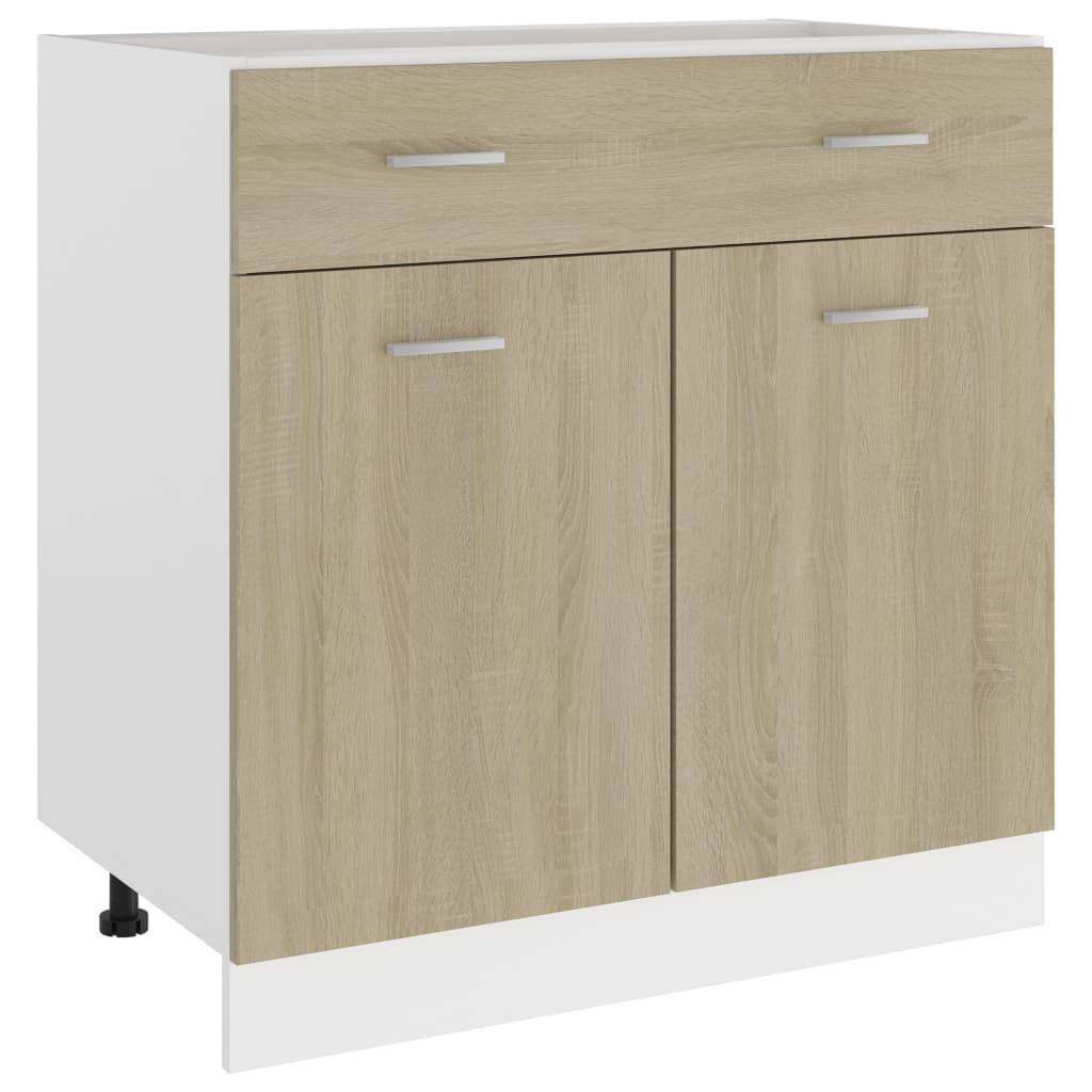 Skab Konstrueret Træ - Sonoma-eg / Køkkenskab med skuffer 80 cm