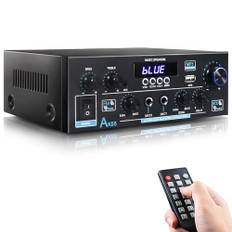 WOOPKER AK55 HiFi-Verstärker mit Bluetooth 70W x2 Mini Verstärker Heimkino Stereo Verstärker av Receiver Höhen und Bässe mit USB/RCA/MIC/FM (AK55)
