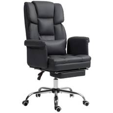 Ergonomisk kontorsstol, höjdjusterbar 48-56 cm, fällbart ryggstöd, fotstöd, svart