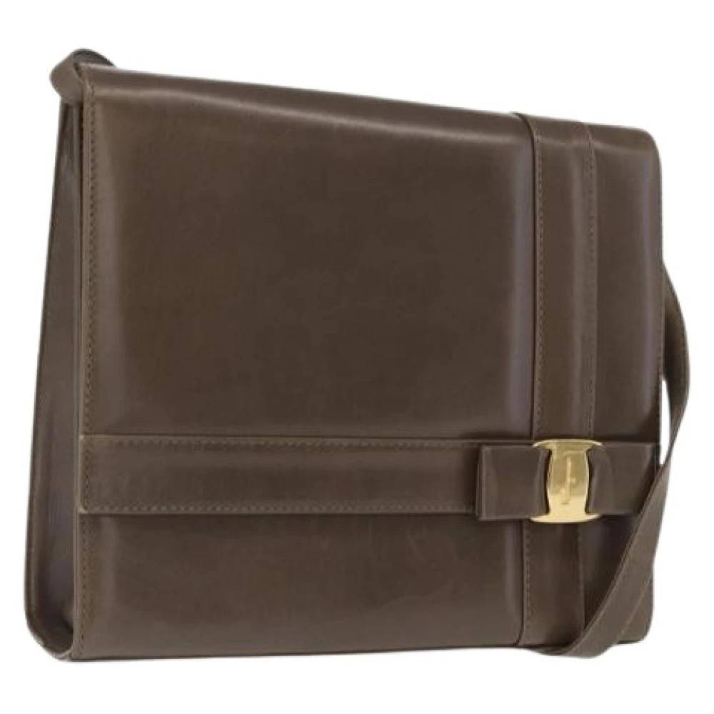 Salvatore Ferragamo Pre-owned Pre-owned Læder Crossbody Taske - Vintage - Dame - Brun - ONE SIZE - Læder