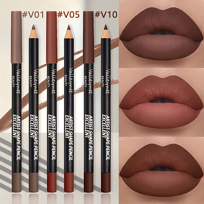 TEMU 3pcs/set Velvet Matte Lip Liner | Dark Brown Matte Series | Long-lasting Moisturizing Waterproof Formula | Perfectly Outlines And Lips | In A Of Colors For Everyday Makeup | Y Texture