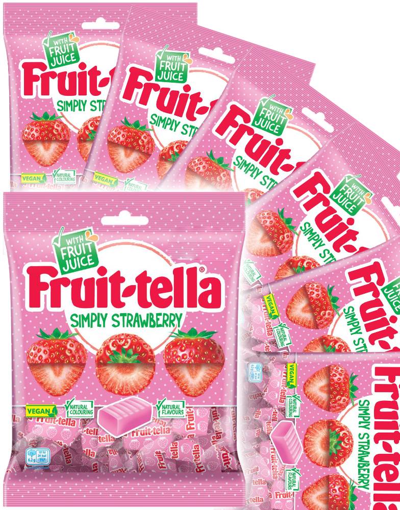 12 sk Poser med Fruit-tella Simply Strawberry - 1620 gram