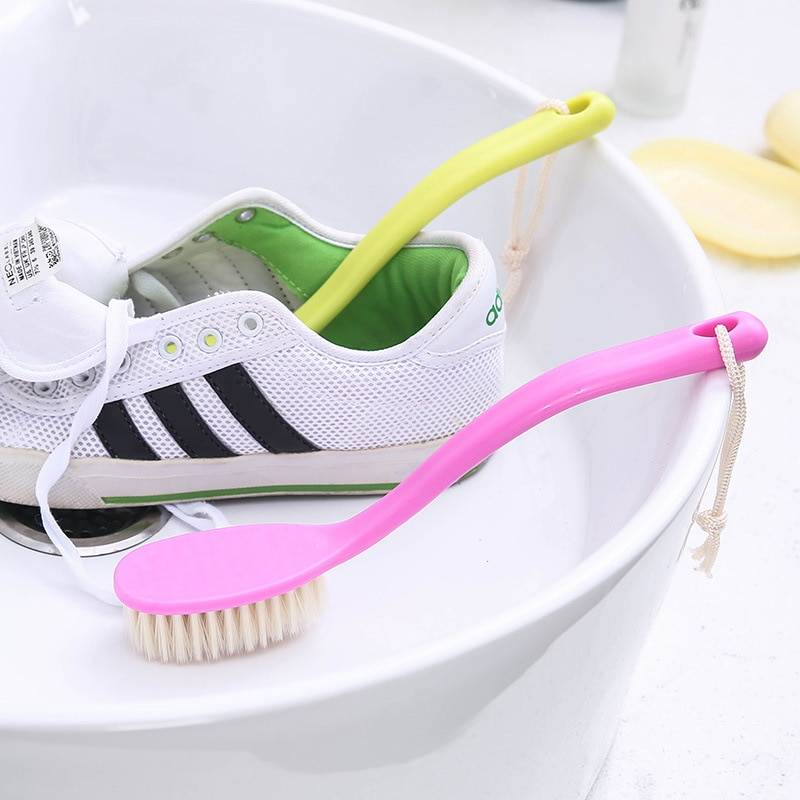 Röd gul långskaft skoborste rengöringsmedel rengöringsborstar tvätta toaletten lavabo gryta disk hem rengöringsverktyg sneakers sko - Gul