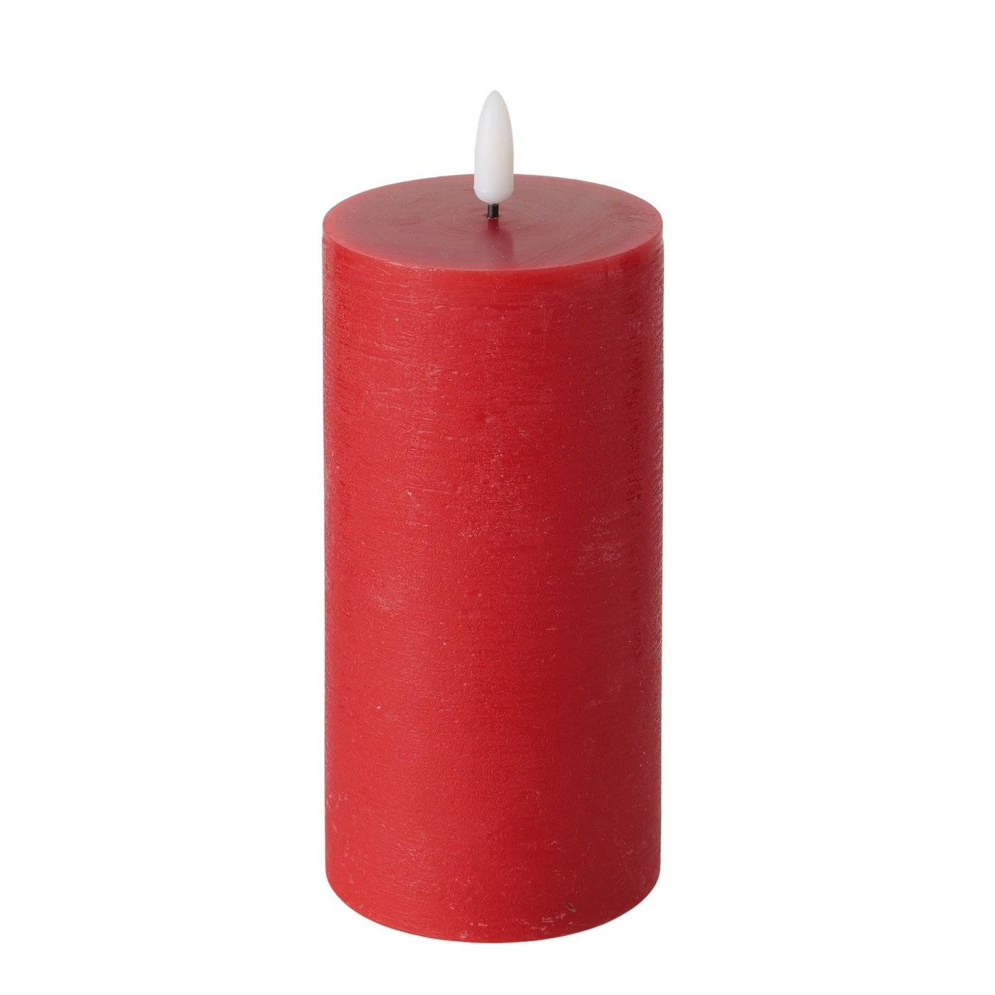 LED Batteri "Stearinlys" Rød H: 15 Ø: 7,5 cm.