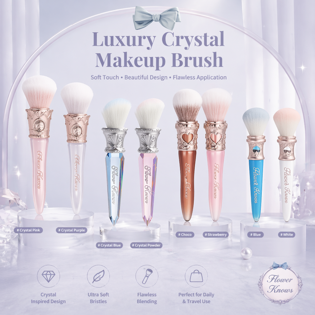 Luxury Crystal Flower Knows Blush Brush Ultra Soft Bristles Vintage Carved Handle Cosmetic Powder Makeup Beauty Brush