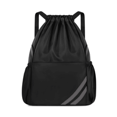 New Solid Color Simple Fashion Drawstring Gym Bag, Basketball Bag, Backpack, Shoulder Bag, Oxford Cloth Waterproof, Lightweight Drawstring Closure, Ca - Black