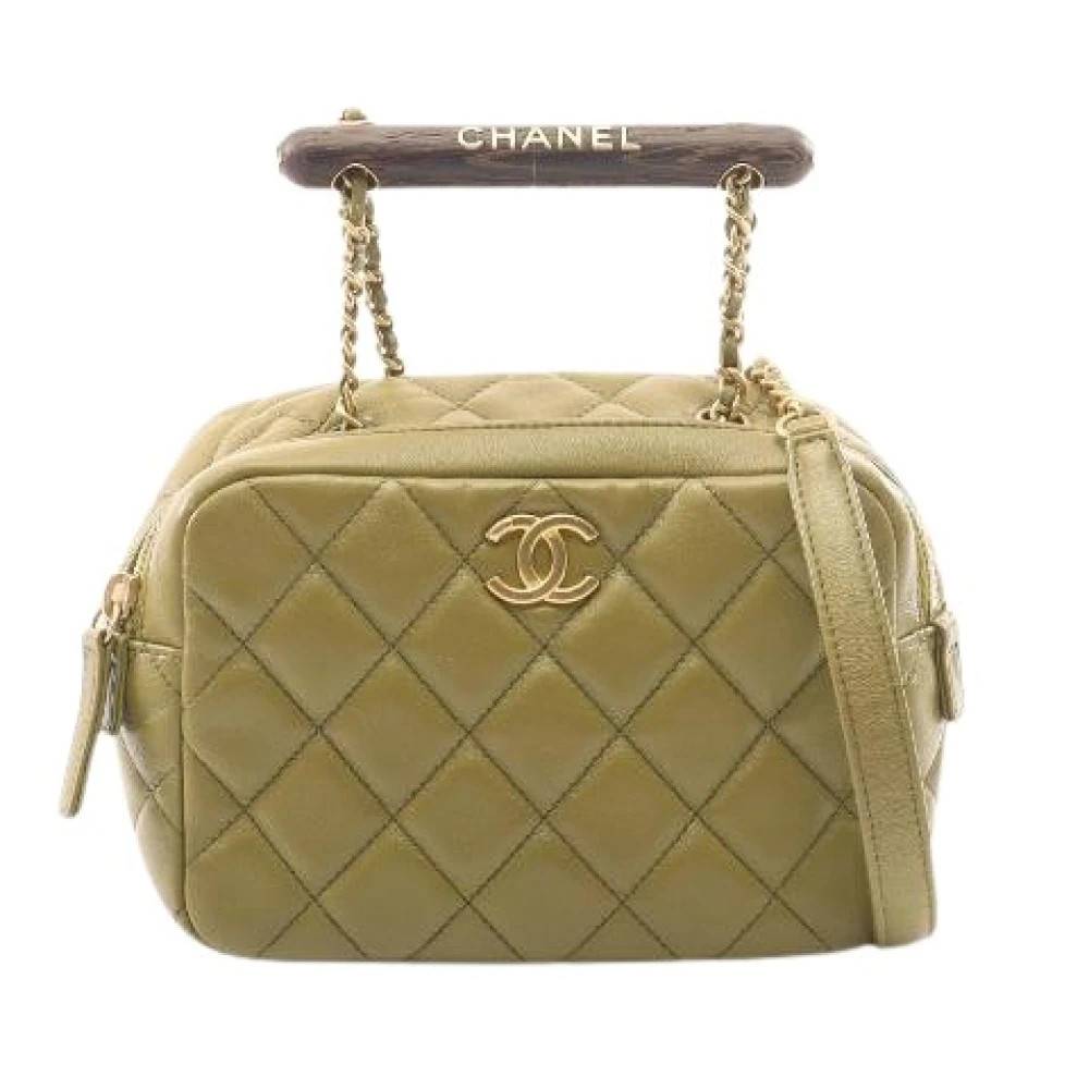 Chanel Vintage Pre-owned Matelassé Læder Skuldertaske med 2 Veje - Vintage - Dame - Grøn - ONE SIZE - Uld