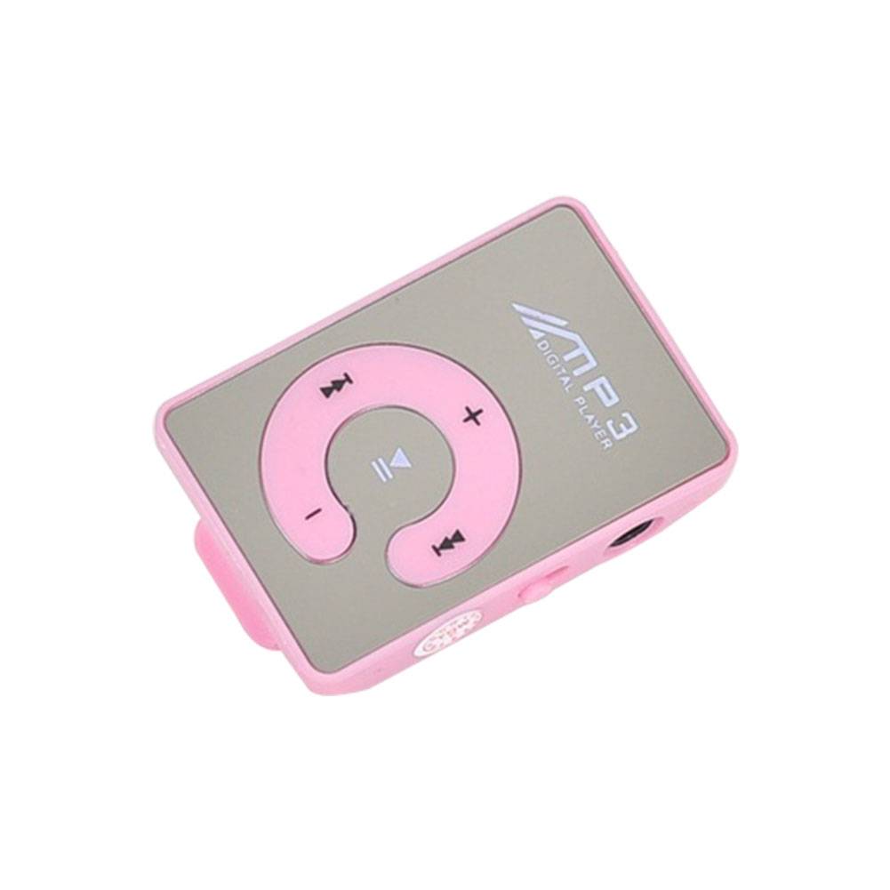 Spegel mini mp3 spelare tf-kort bärbar vattentät digital sportmusik c knappklipp digital klipp musikspelare usb 1.1/2.0 - Rosa