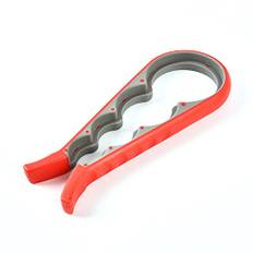 ZENVALY Locköppnare, multifunktion flasköppnare, kökshjälp med halkfritt handtag, för att öppna störande lock, för seniorer, artrit, kvinnor, röd