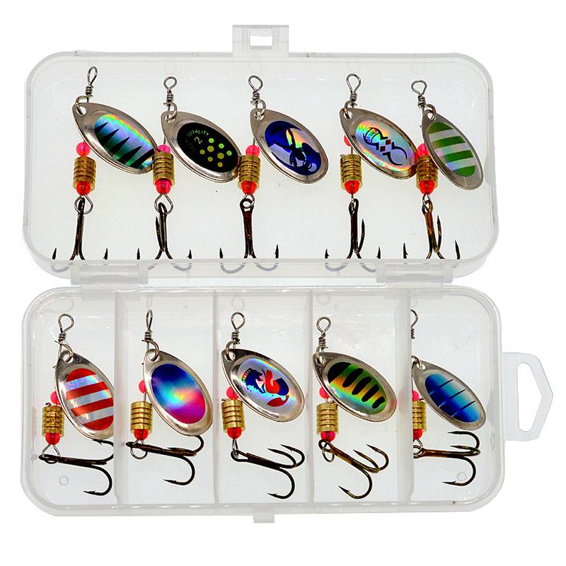 10pcs/1Set Metal Spoon Spinner Fishing Lure Spoonbait Crankbaits Wobblers Bait For Bass Pike Crochet Freshwater Fishing