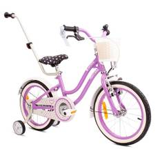 Heart Bike Flickcykel för en flicka 12 14 16 tum, Barncykel 2-6 år, Barncykel med stödhjul, pushbar, justerbar sadel och styre (Lila, 16 tum)