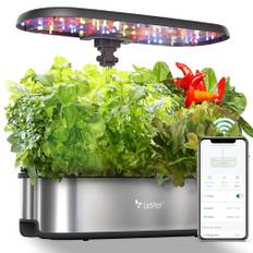 LetPot LPH-SE hydroponik odlingssystem, 12 pods smart örtträdgårdssats inomhus, inomhusträdgård, app och WiFi-kontrollerad, med 24 W växande LED, 5,5 L vattentank, pumpsystem, automatisk timer