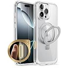 SUPCASE Fodral för iPhone 16 Pro Max 2024 med Ringställ (MagStand), [MagSafe-kompatibelt] [Skydd av Militärklass] Klart Magnetiskt Fodral (Clear)