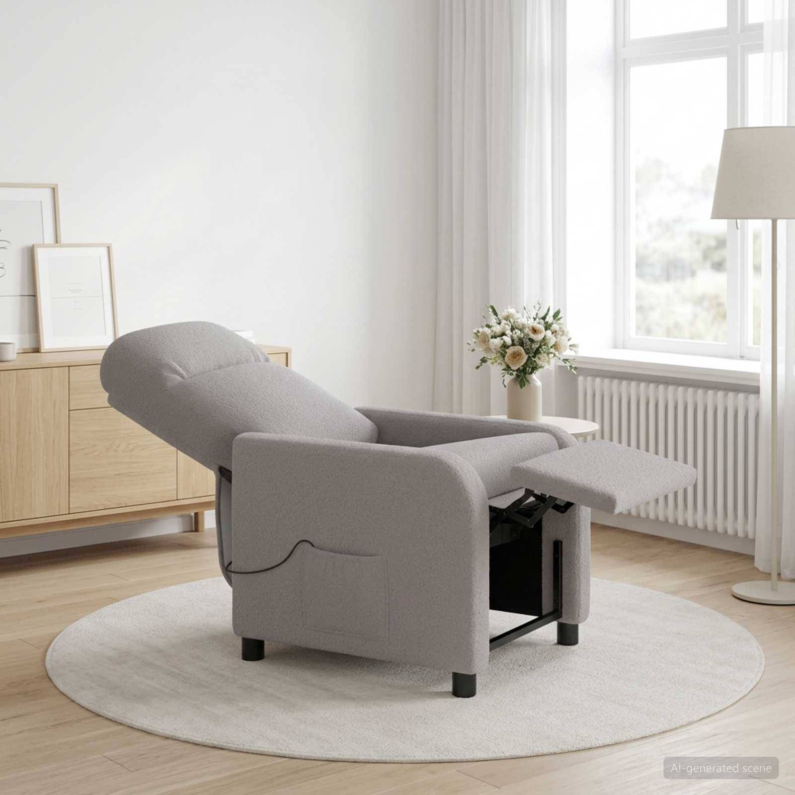 vidaXL Massage Lænestol Lysegrå Bouclé