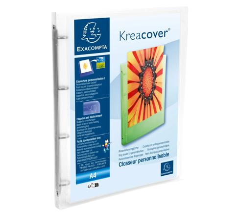 Exacompta KreaCover mappe, 4 ringe, 15 mm, klar