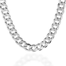 Quadri Elegant halsband för män, kubansk pansarkedja, 45 cm lång, 12 mm tjock, silverkedja män och kvinnor av 925 äkta silver, herrhalsband, tillverkat i Italien, Silver